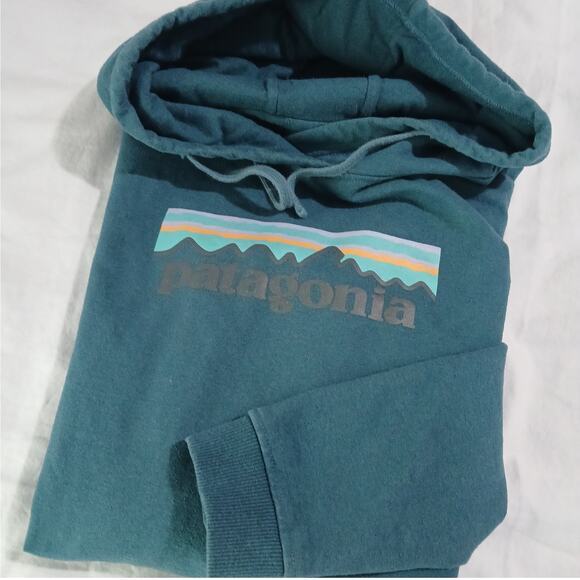 PATAGONIA Women's Medium Aqua Tunic Hoodie Sweatshirt RECYCLED cotton/poly - Picture 11 of 11